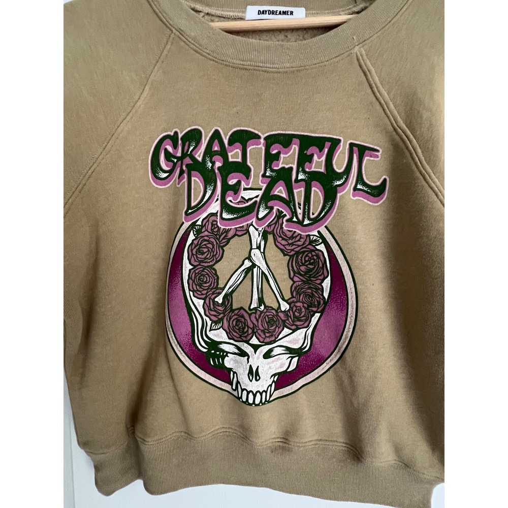 NWT Daydreamer Grateful Dead Skull & Roses Graphic Raglan Sweatshirt Boho Hippie - Picture 3 of 10